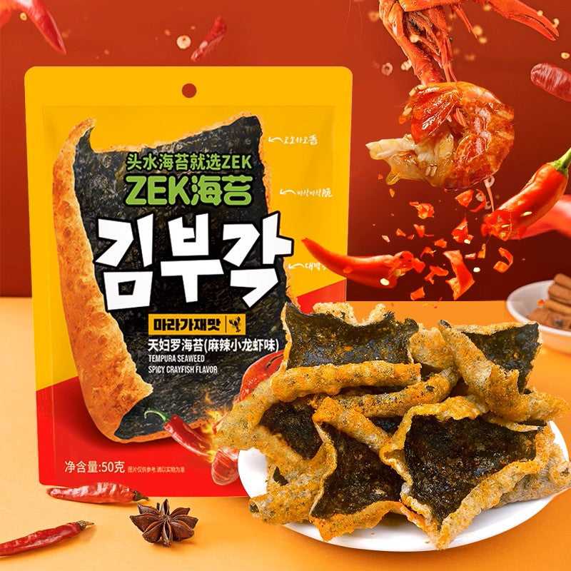 ZEK Tempura Seaweed Snack – Corn Flavor / Crayfish Flavor